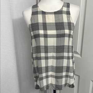 Wilfred Black and Cream Tank Top with Open Back 100% Silk Round Neckline